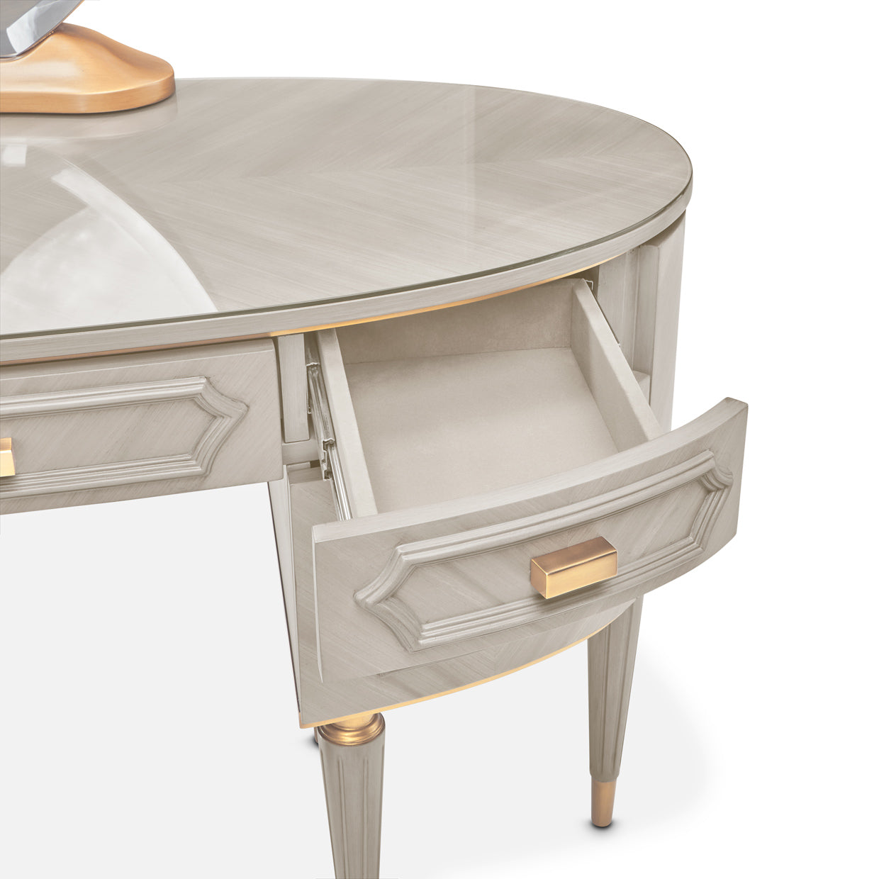 St. Charles Dove Gray Vanity Desk with Mirror & Chair - Ornate Home