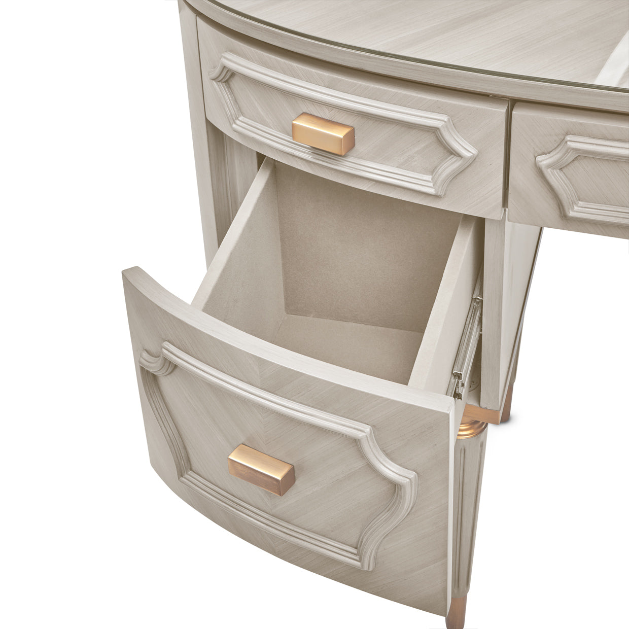 St. Charles Dove Gray Vanity Desk with Mirror & Chair - Ornate Home