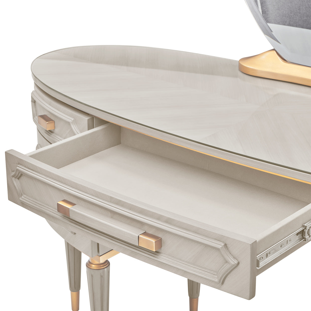 St. Charles Dove Gray Vanity Desk with Mirror & Chair - Ornate Home