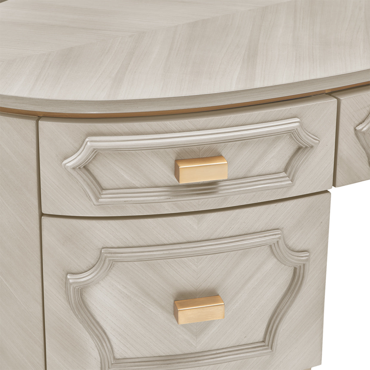 St. Charles Dove Gray Vanity Desk with Mirror & Chair - Ornate Home