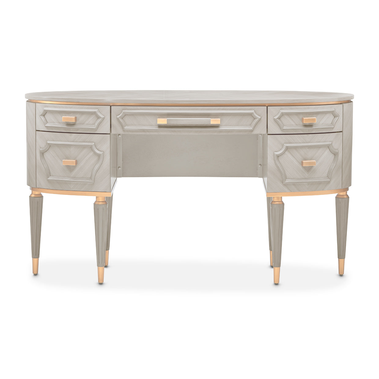 St. Charles Dove Gray Vanity Desk with Mirror & Chair - Ornate Home