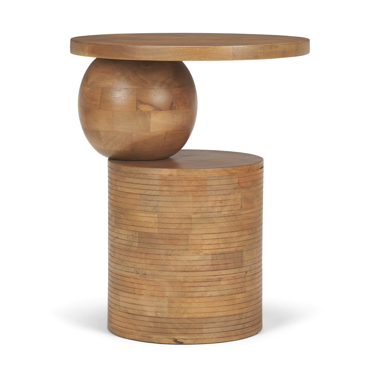 Stack Light Brown Wood Geometric Accent Table