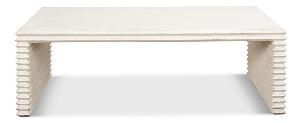 Stacked White Cocktail Table - Ornate Home