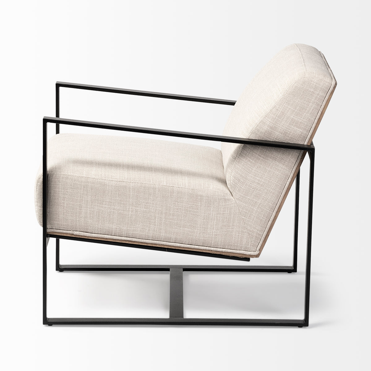 Stamford Light Beige Upholstered Seat with Wood Back, Metal Frame Accent Chair - Ornate Home