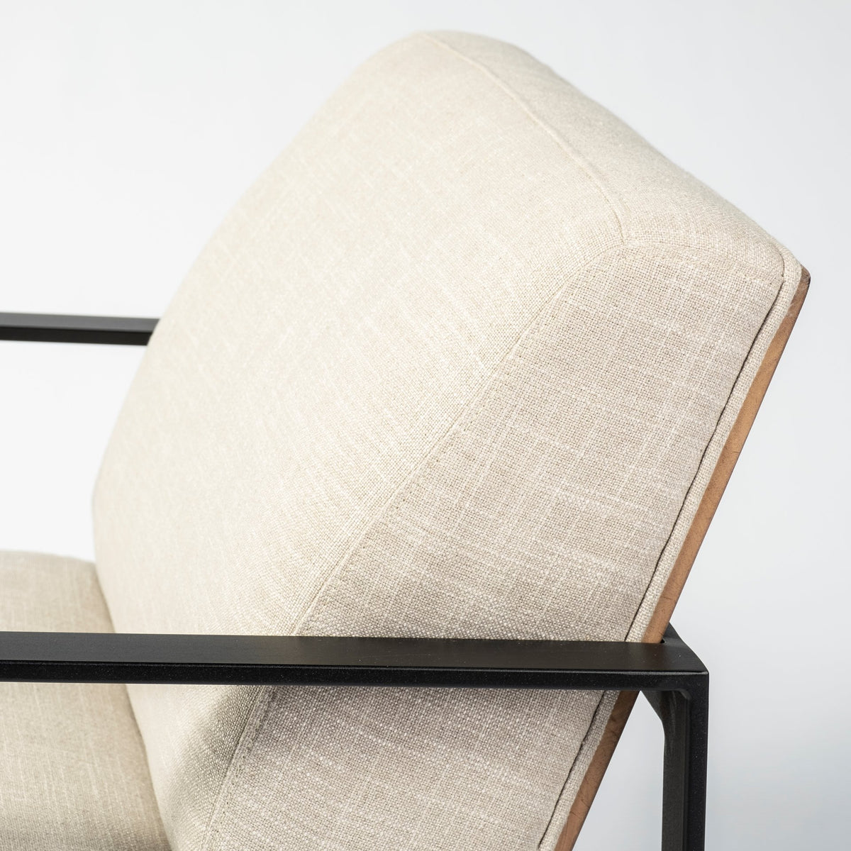 Stamford Light Beige Upholstered Seat with Wood Back, Metal Frame Accent Chair - Ornate Home