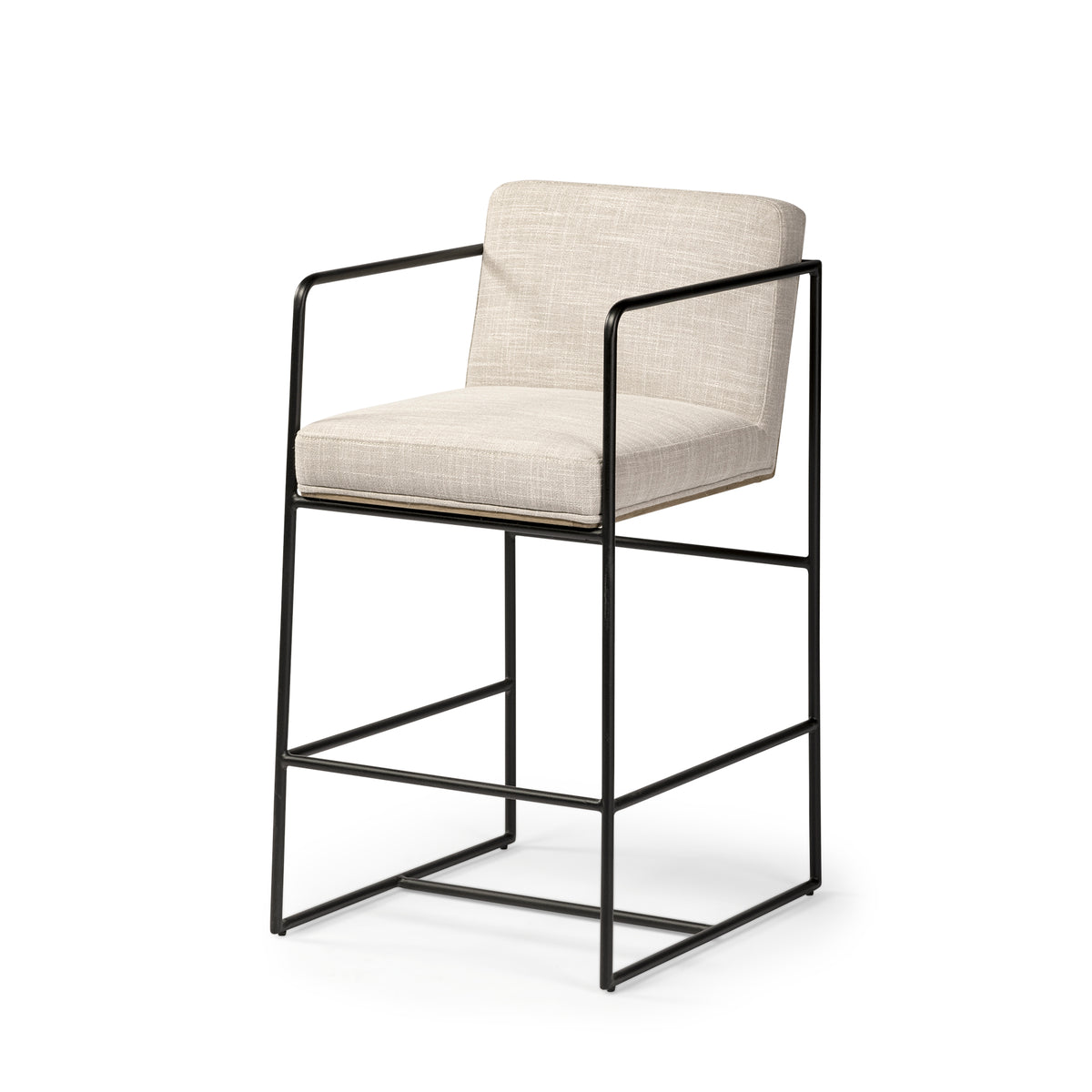 Stamford Light Beige Upholstered Seat with Wood Back, Metal Frame Counter Stool - Ornate Home