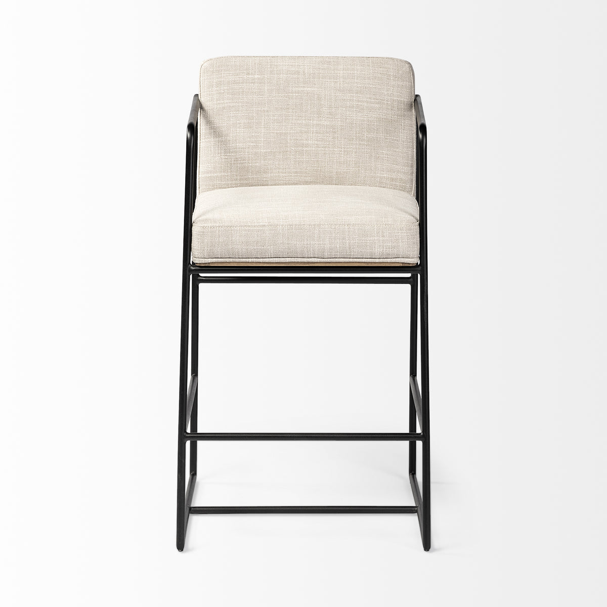 Stamford Light Beige Upholstered Seat with Wood Back, Metal Frame Counter Stool - Ornate Home