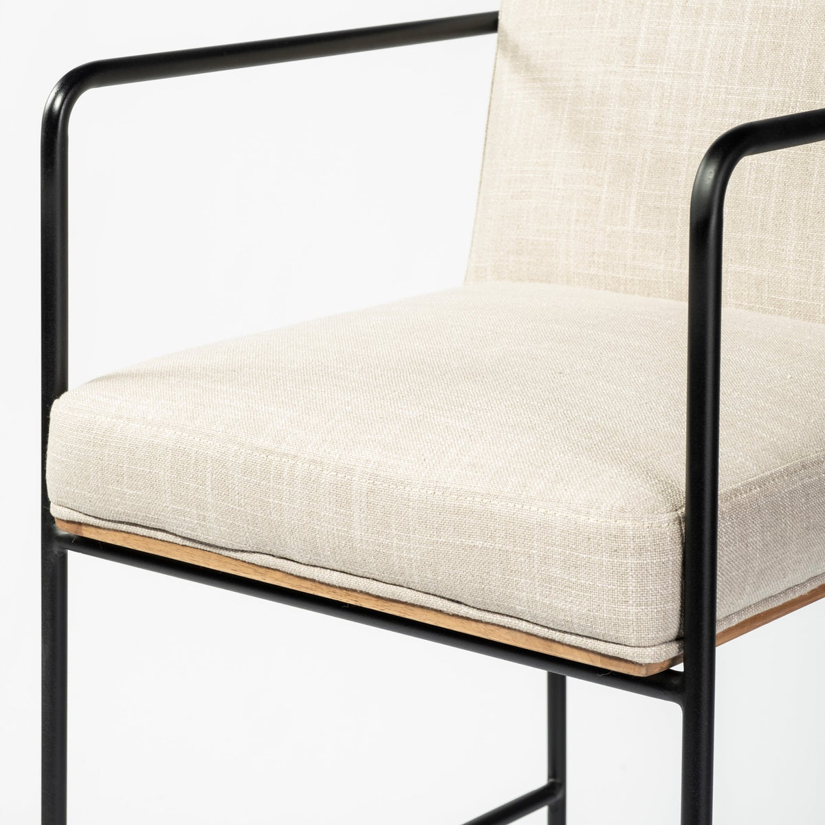 Stamford Light Beige Upholstered Seat with Wood Back, Metal Frame Counter Stool - Ornate Home