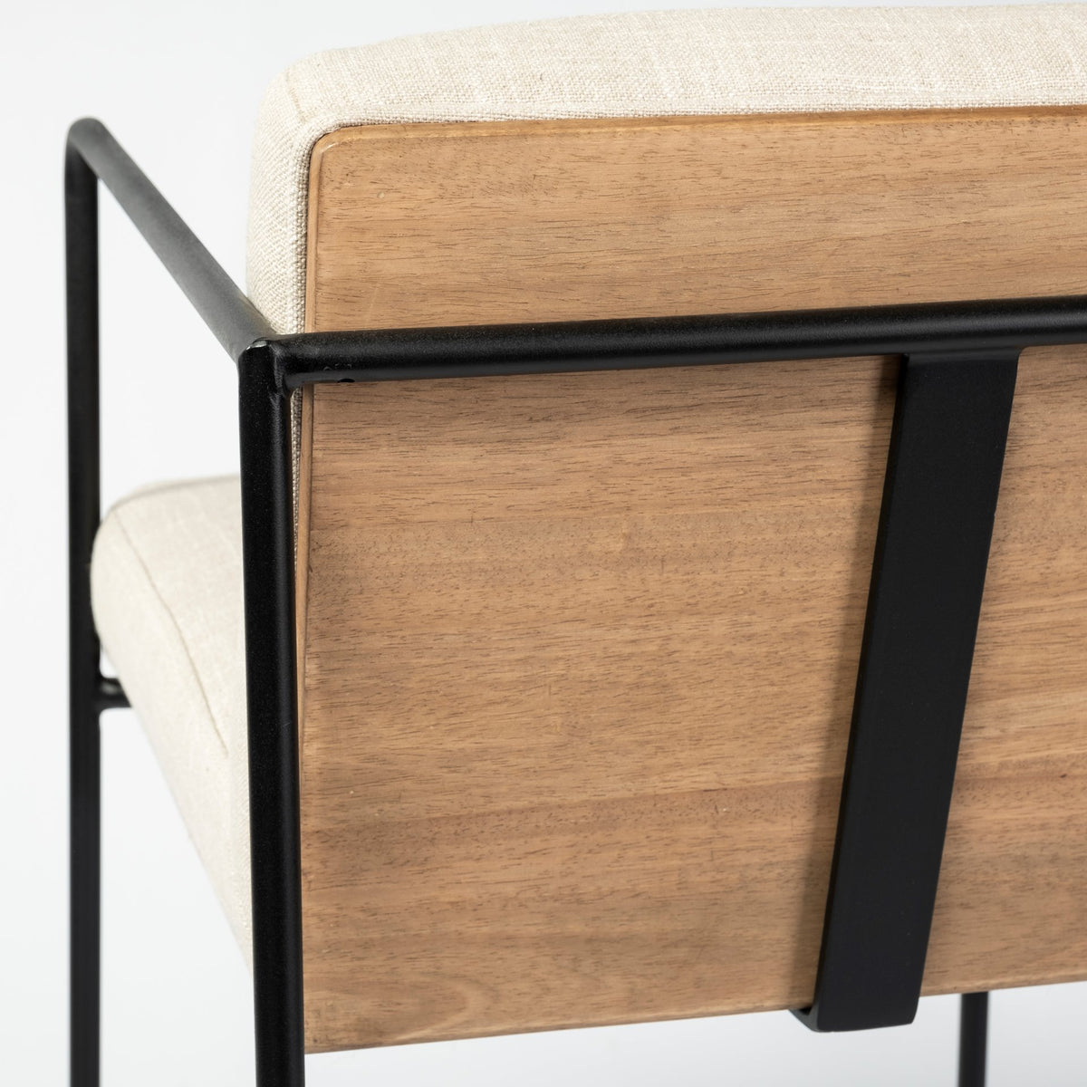 Stamford Light Beige Upholstered Seat with Wood Back, Metal Frame Counter Stool - Ornate Home