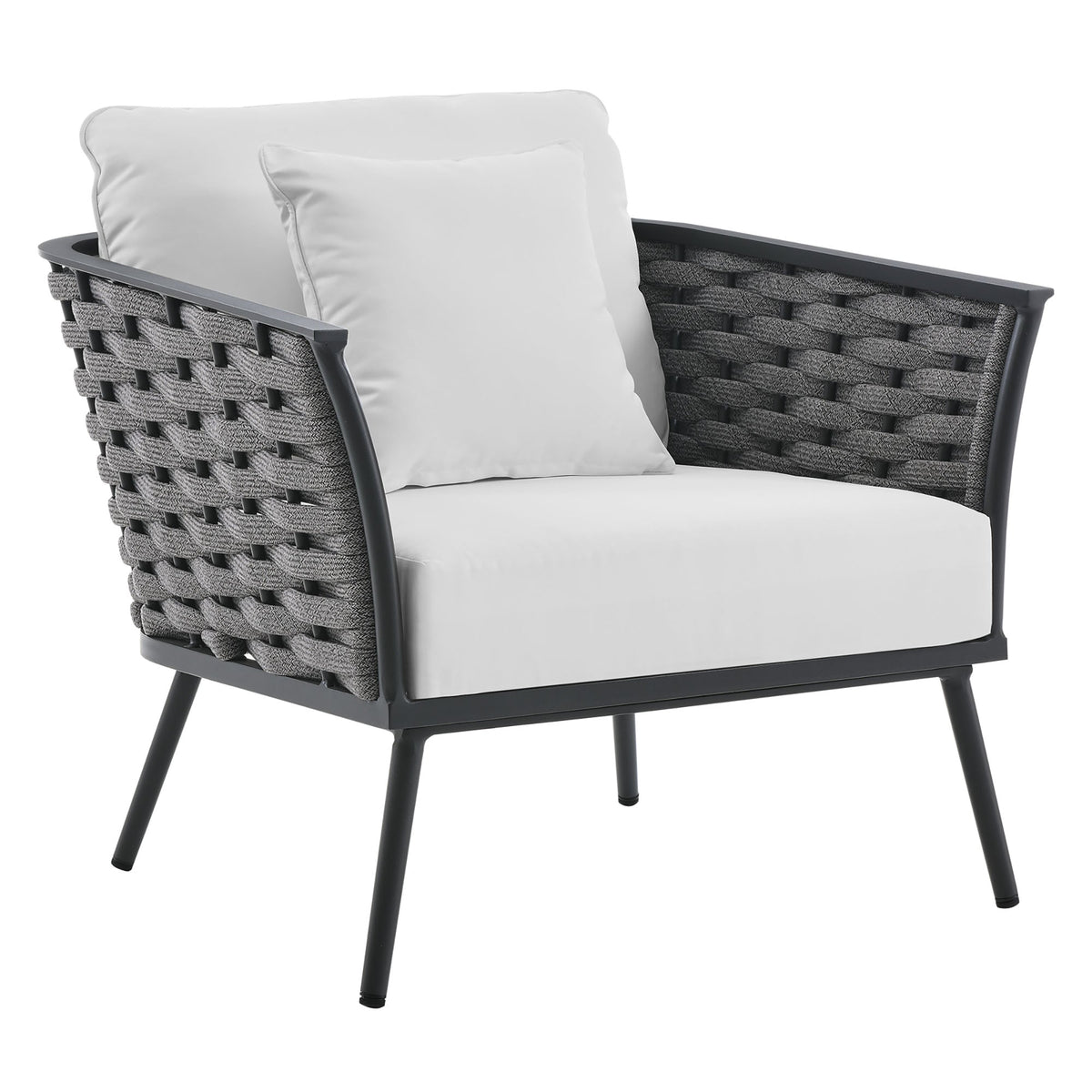 Stance Gray/White Outdoor Patio Aluminum Armchair - Ornate Home