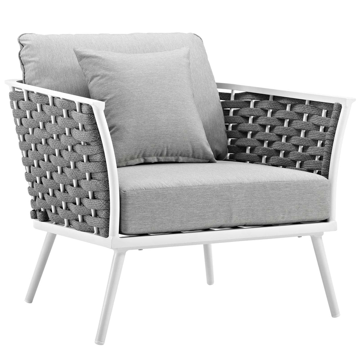 Stance White/Gray 5 Piece Outdoor Patio Aluminum Sectional Sofa Set - Ornate Home