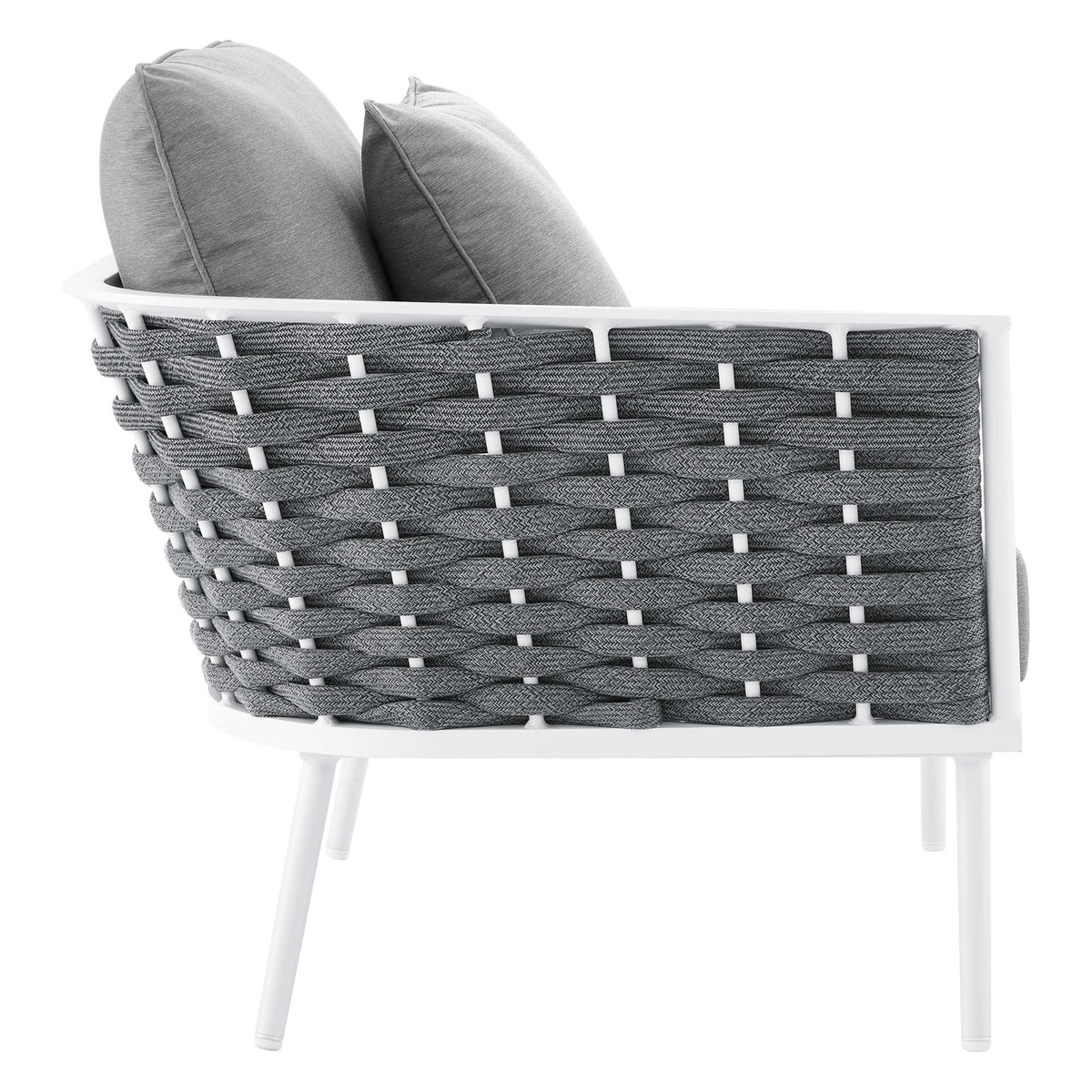 Stance White/Gray 8 Piece Outdoor Patio Aluminum Sectional Sofa Set - Ornate Home