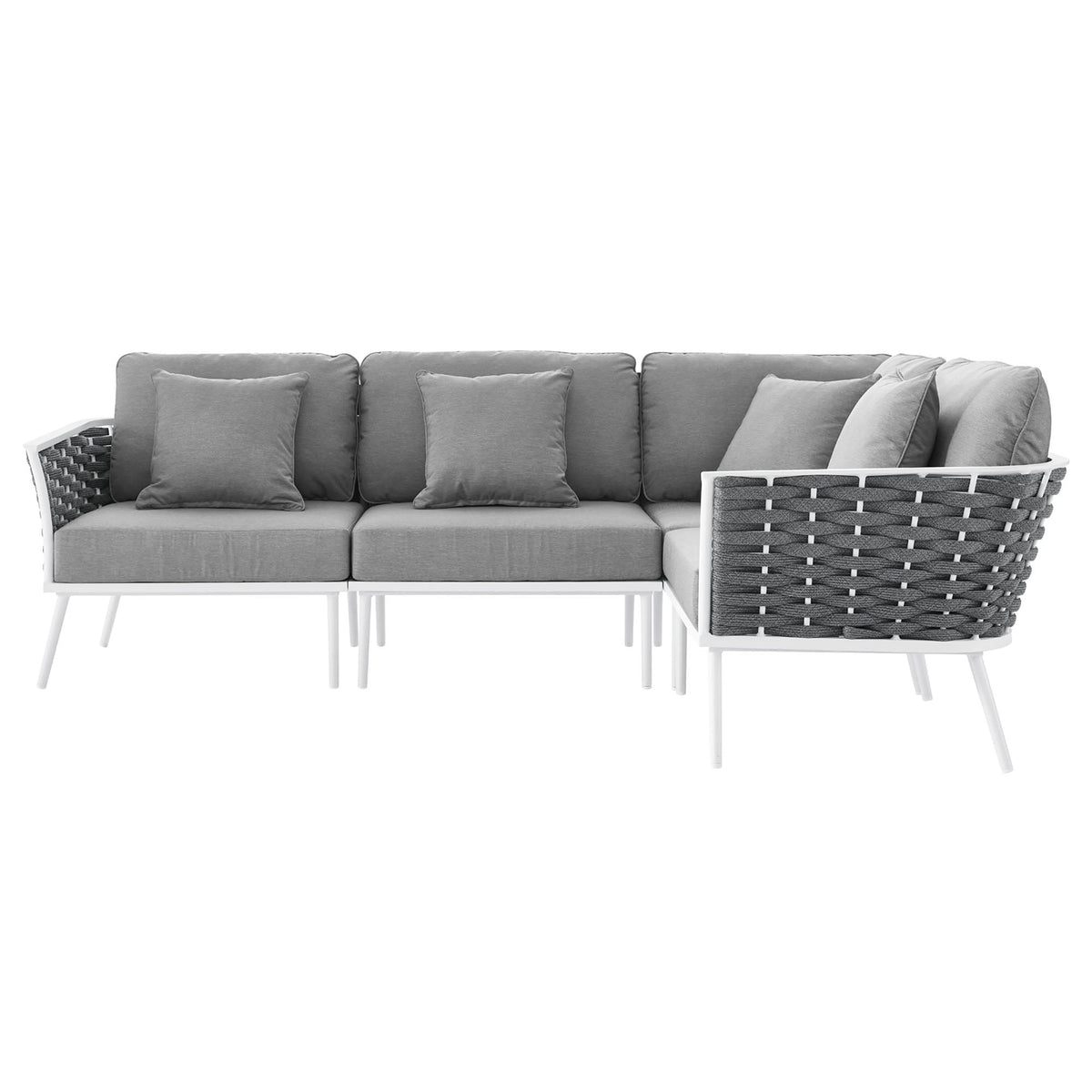 Stance White/Gray Outdoor Patio Aluminum Large Sectional Sofa - Ornate Home