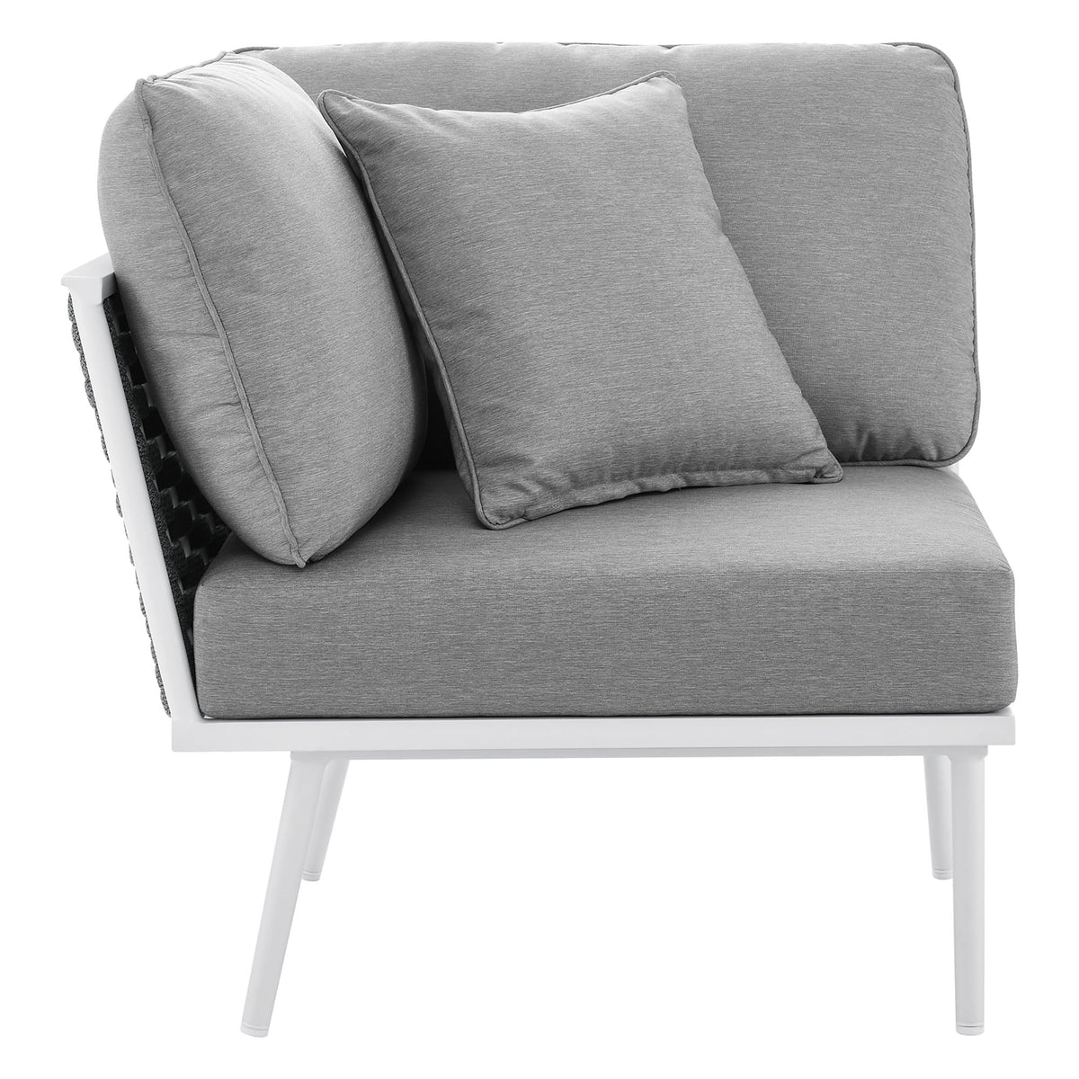 Stance White/Gray Outdoor Patio Aluminum Large Sectional Sofa - Ornate Home