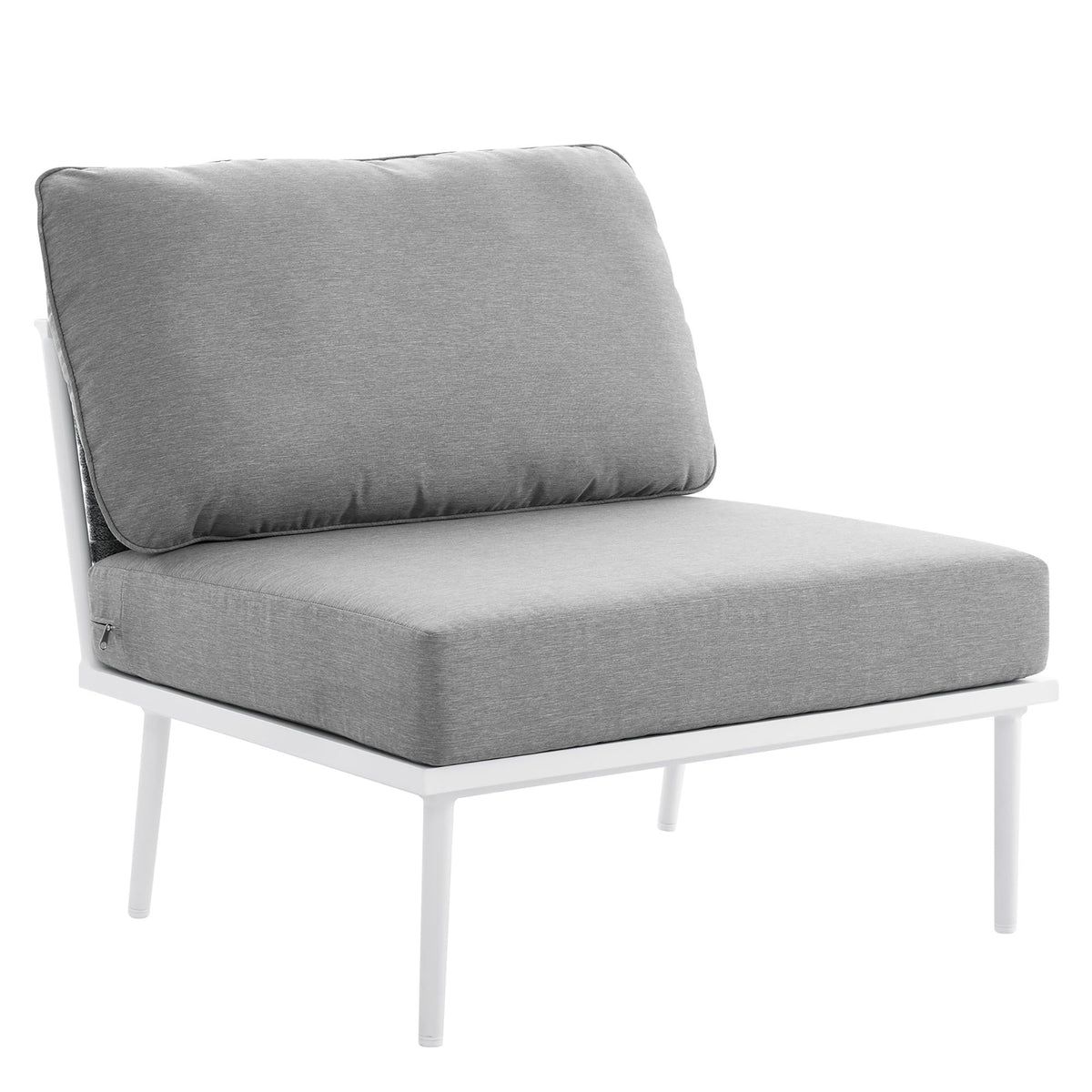 Stance White/Gray Outdoor Patio Aluminum Large Sectional Sofa - Ornate Home