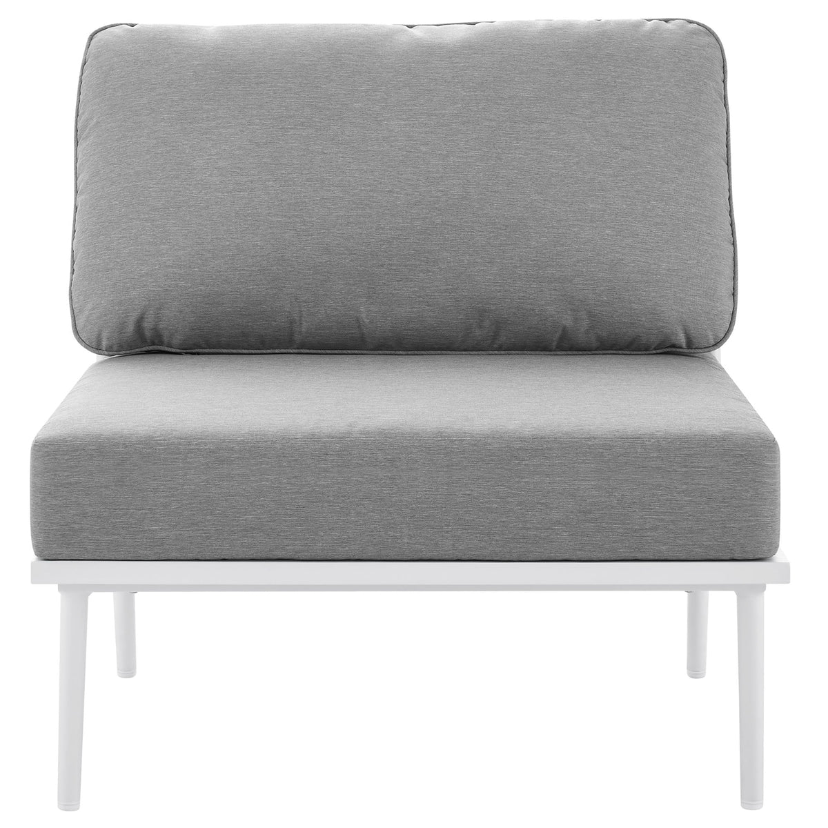 Stance White/Gray Outdoor Patio Aluminum Large Sectional Sofa - Ornate Home
