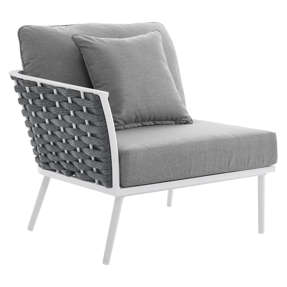 Stance White/Gray Outdoor Patio Aluminum Left-Facing Armchair - Ornate Home