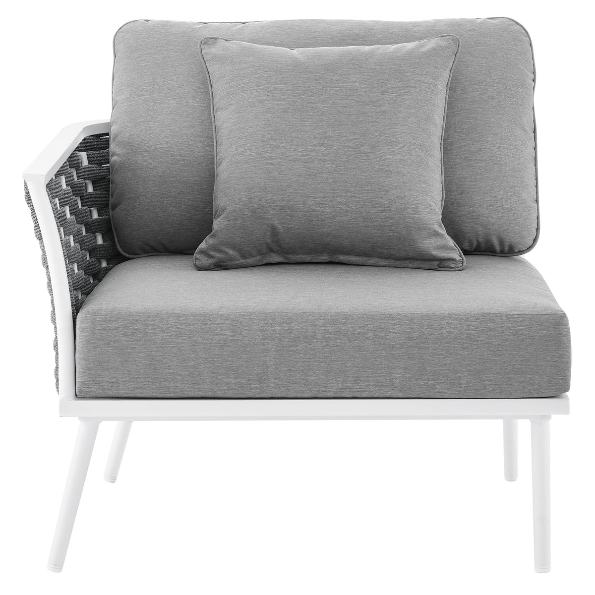 Stance White/Gray Outdoor Patio Aluminum Left-Facing Armchair - Ornate Home