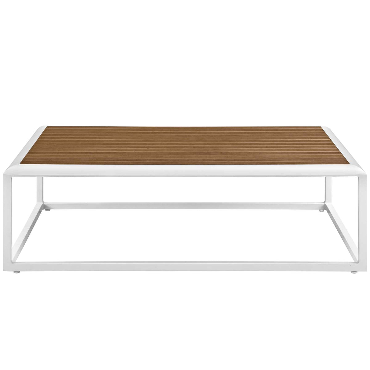 Stance White/Natural Outdoor Patio Aluminum Coffee Table - Ornate Home