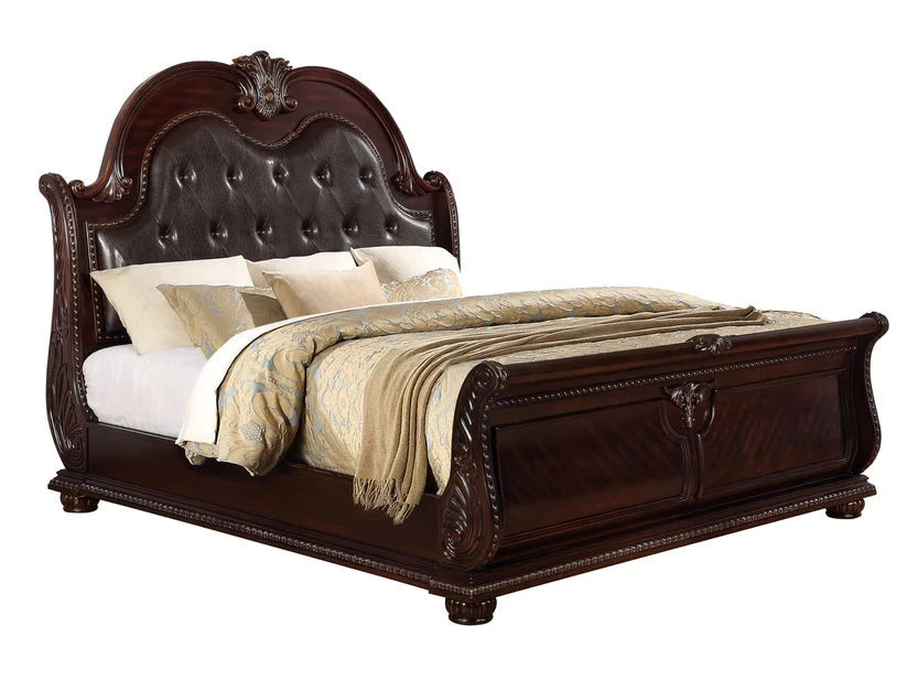 Stanley Cherry/Brown King Sleigh Bed - Ornate Home