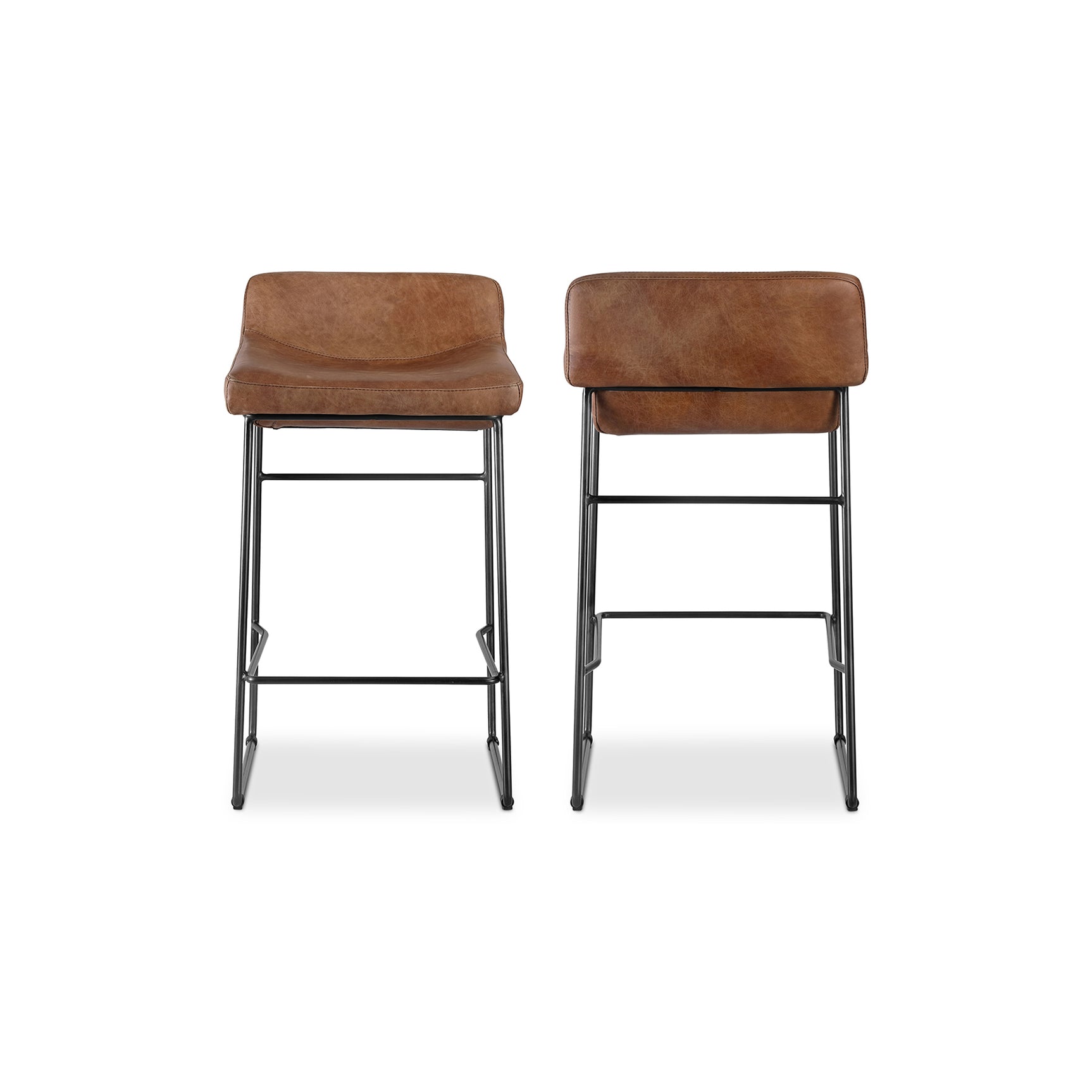 Starlet Brown Leather Counter Stool (Set of 2) - Ornate Home