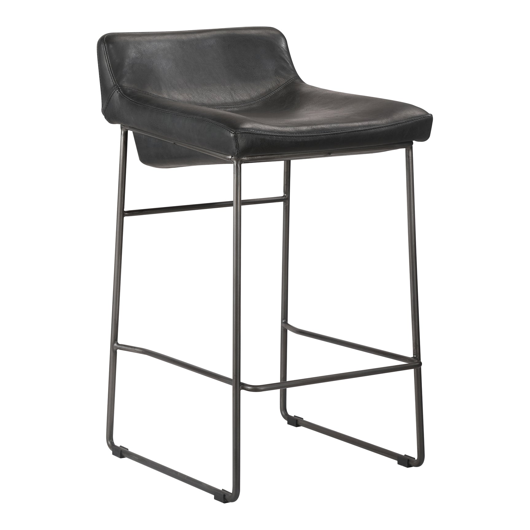Starlet Onyx Black Leather Counter Stool (Set of 2) - Ornate Home