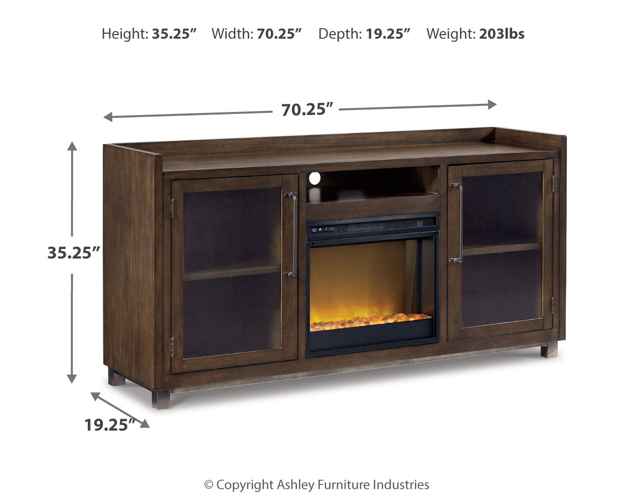 Starmore Black 70" TV Stand with Electric Fireplace - Ornate Home