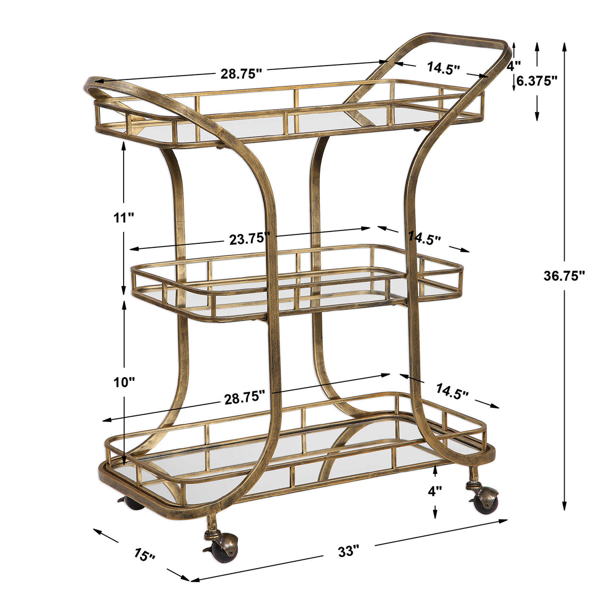 Stassi Gold Serving Cart - Ornate Home