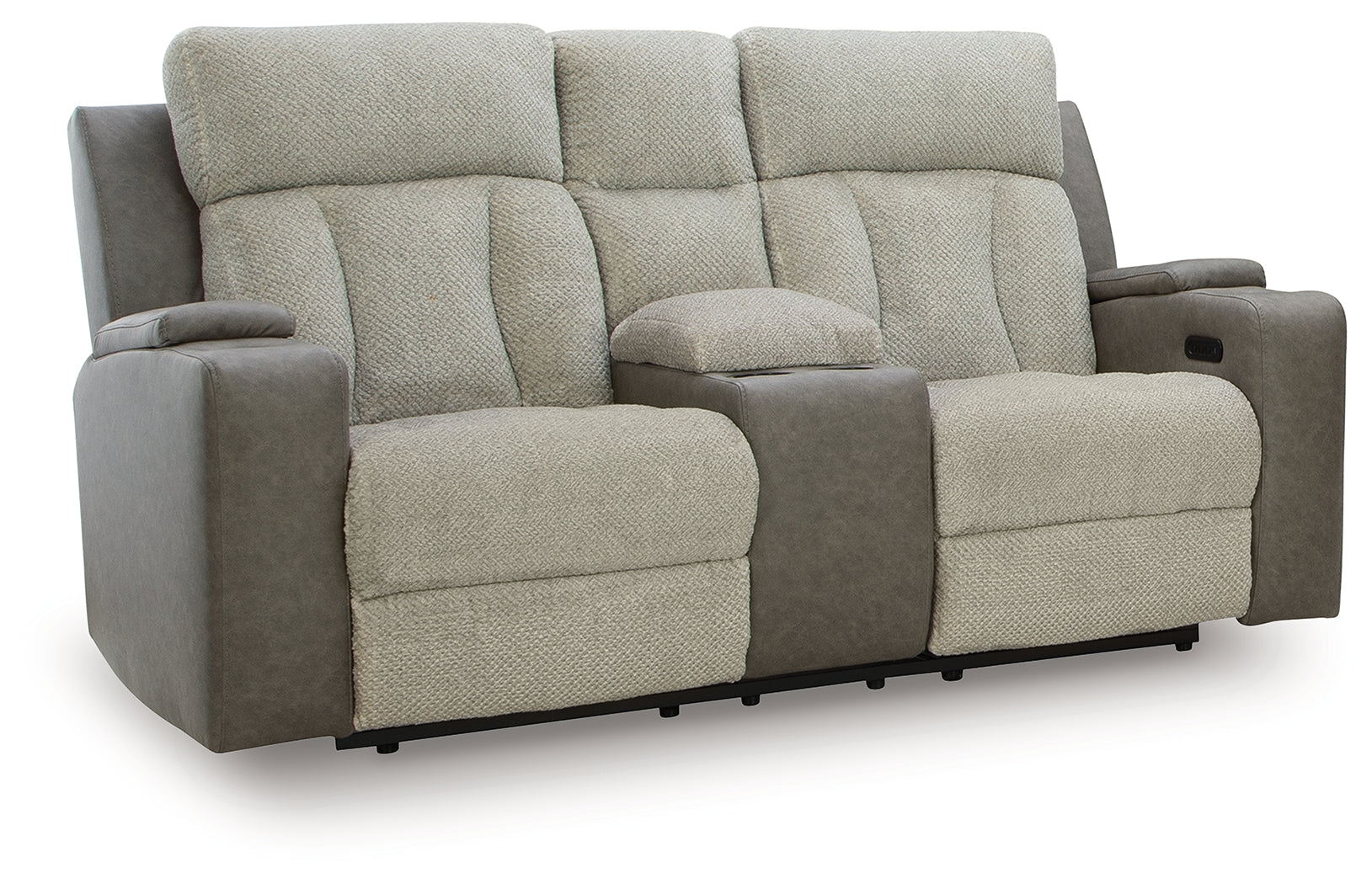 Stately Check Sisal-Dual Power Reclining Loveseat with Console - Ornate Home