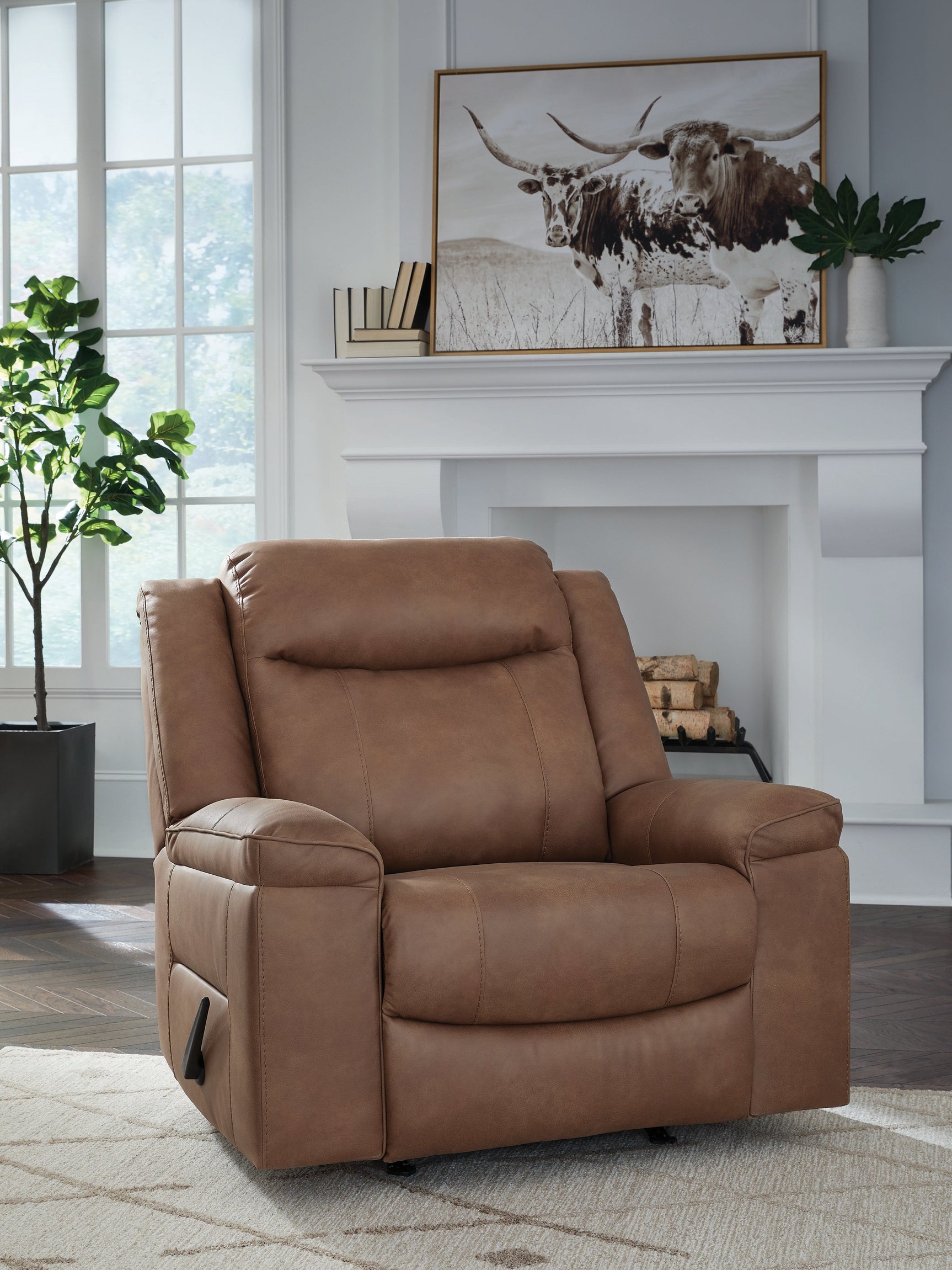 Status Check Caramel Recliner (Online Special Price) - Ornate Home