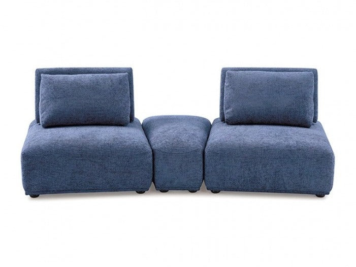 Stavanger Blue 2-Seater w/Ottoman - Ornate Home