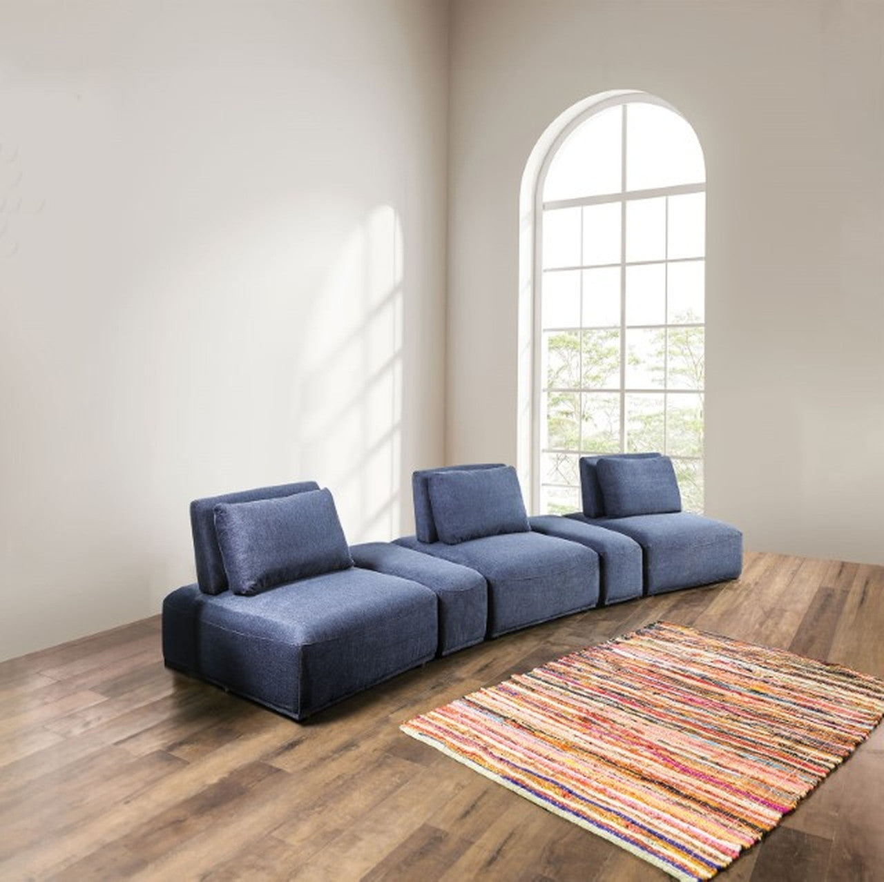 Stavanger Blue Curved 3-Seater - Ornate Home