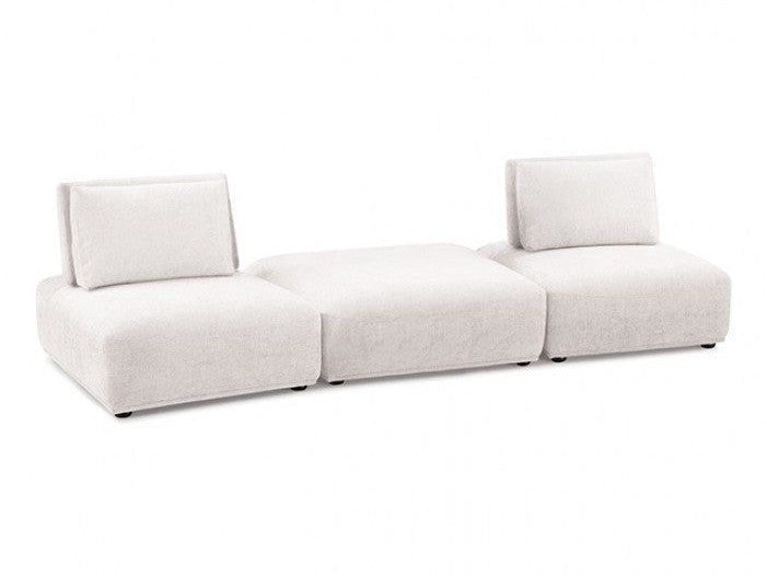 Stavanger White 2-Seater w/Square Ottoman - Ornate Home