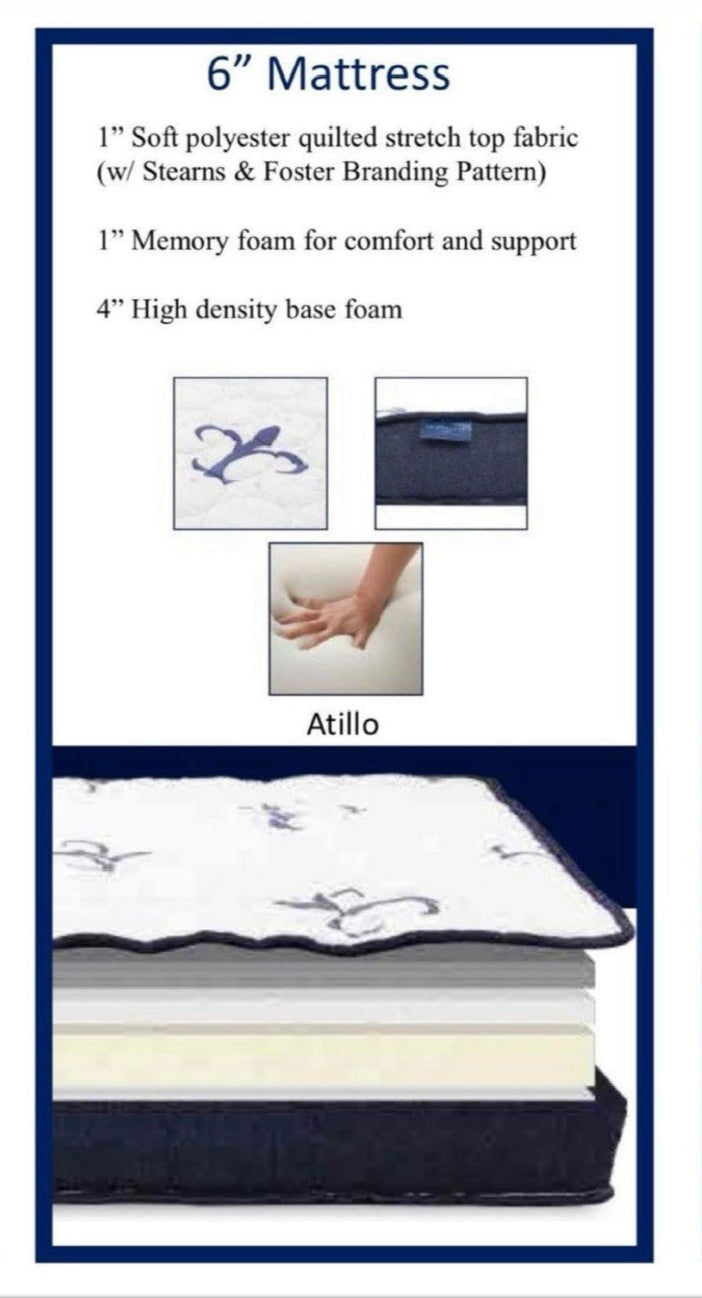 Stearns & Foster® Atillio Espresso Queen Sleeper Sofa w/ 6” Memory Foam Mattress - Ornate Home