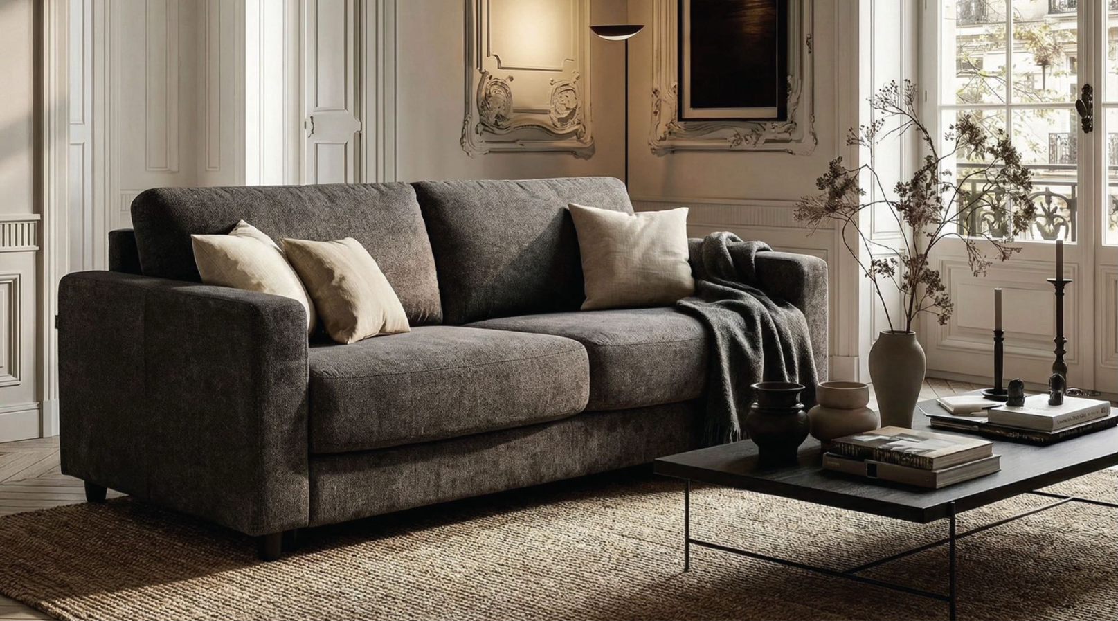 Stearns & Foster® Atillio Espresso Queen Sleeper Sofa w/ 6” Memory Foam Mattress - Ornate Home