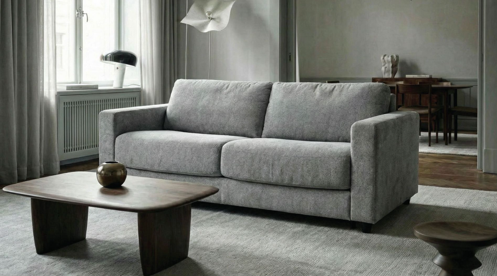 Stearns & Foster Atillio Grey Queen Sleeper Sofa w/Memory Foam Mattress - Ornate Home