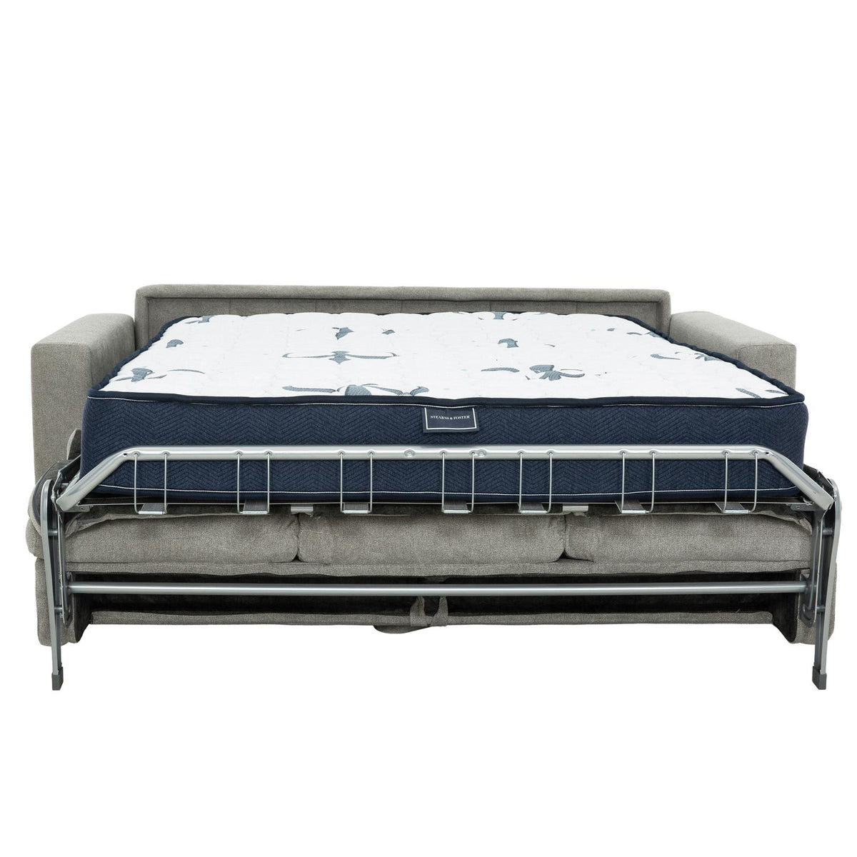 Stearns & Foster Leonardo Grey Queen Sleeper Sofa w/ 8” Hybrid Mattress - Ornate Home