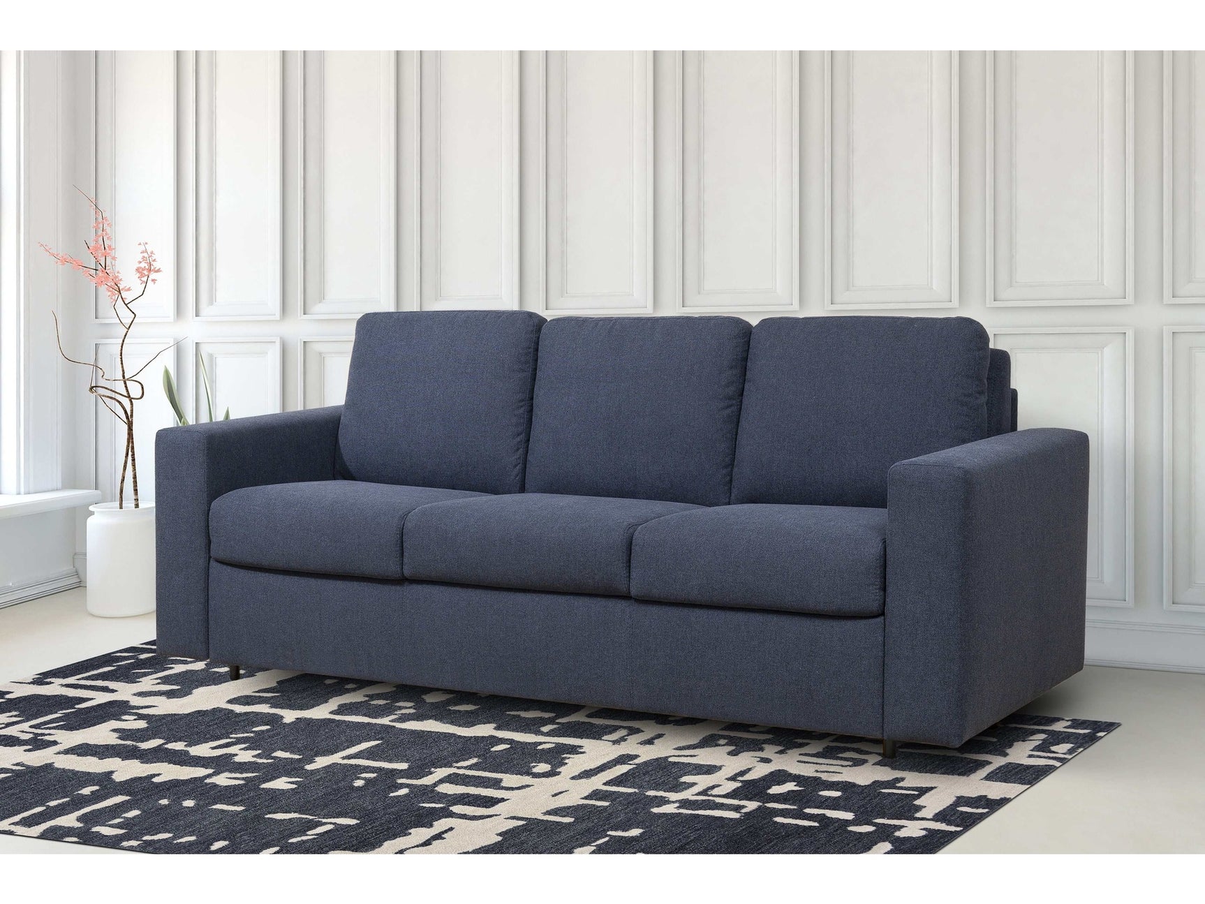 Stearns & Foster® Paolo Deep Blue Queen Sleeper Sofa w/ Memory Foam Mattress - Ornate Home