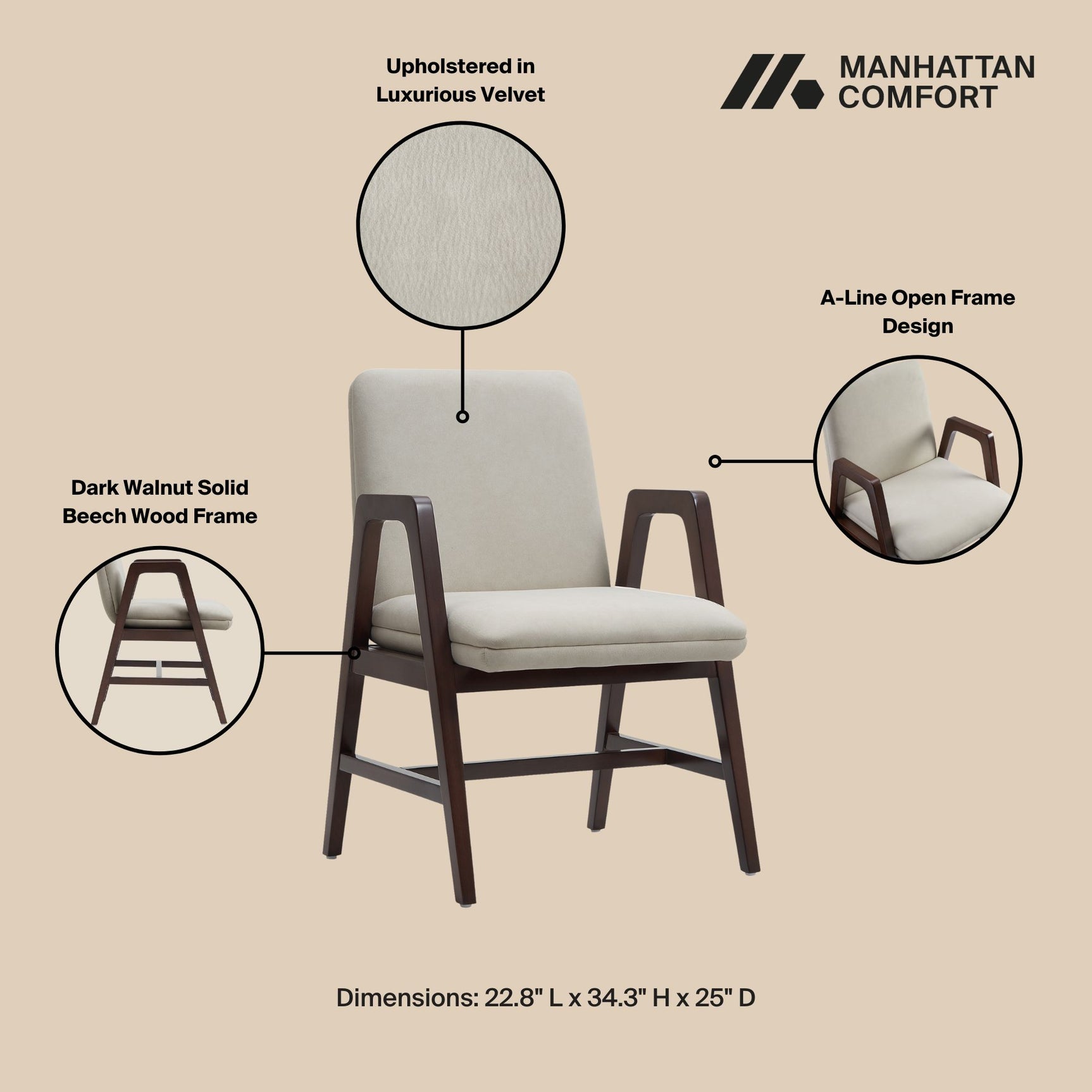 Stella Dining Armchair in Champagne - Ornate Home