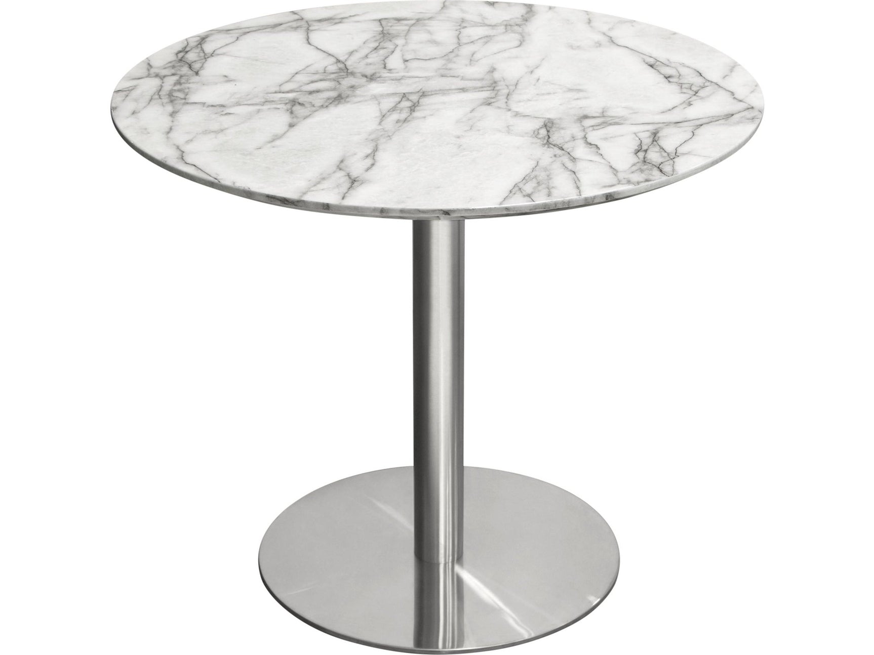 Stella Marble Round Dining Table Silver Leg - Ornate Home