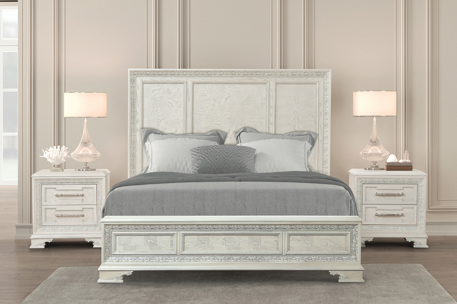 Stella Mia Creamy White Eastern King Bed - Ornate Home