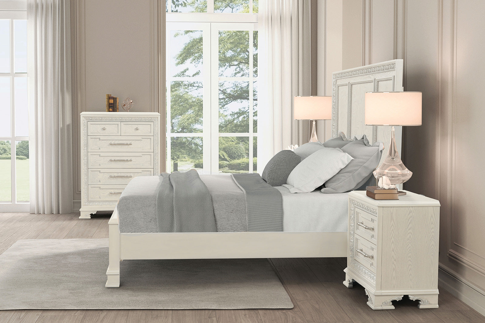 Stella Mia Creamy White Eastern King Bed - Ornate Home