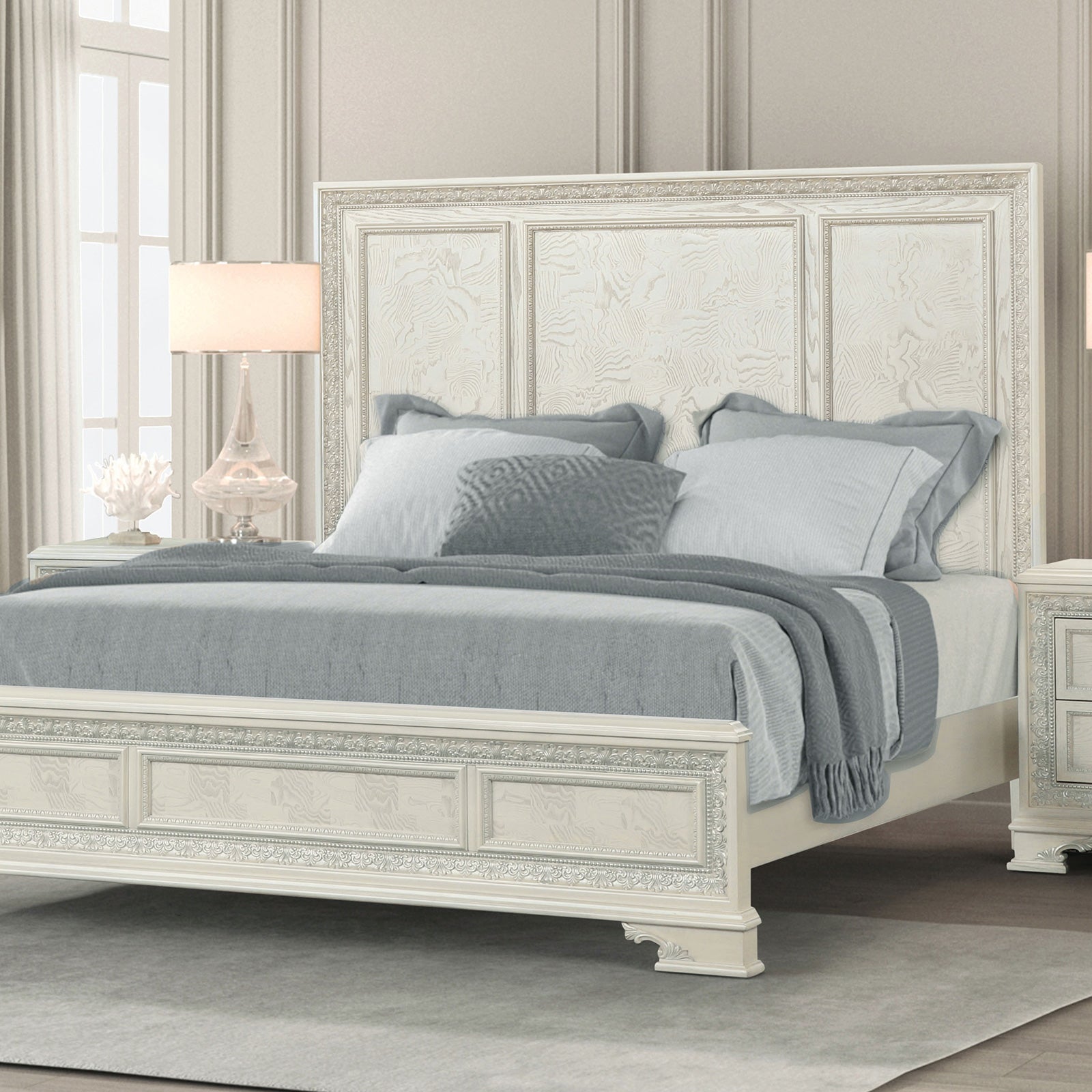 Stella Mia Creamy White Queen 4 Piece Bedroom Set - Ornate Home