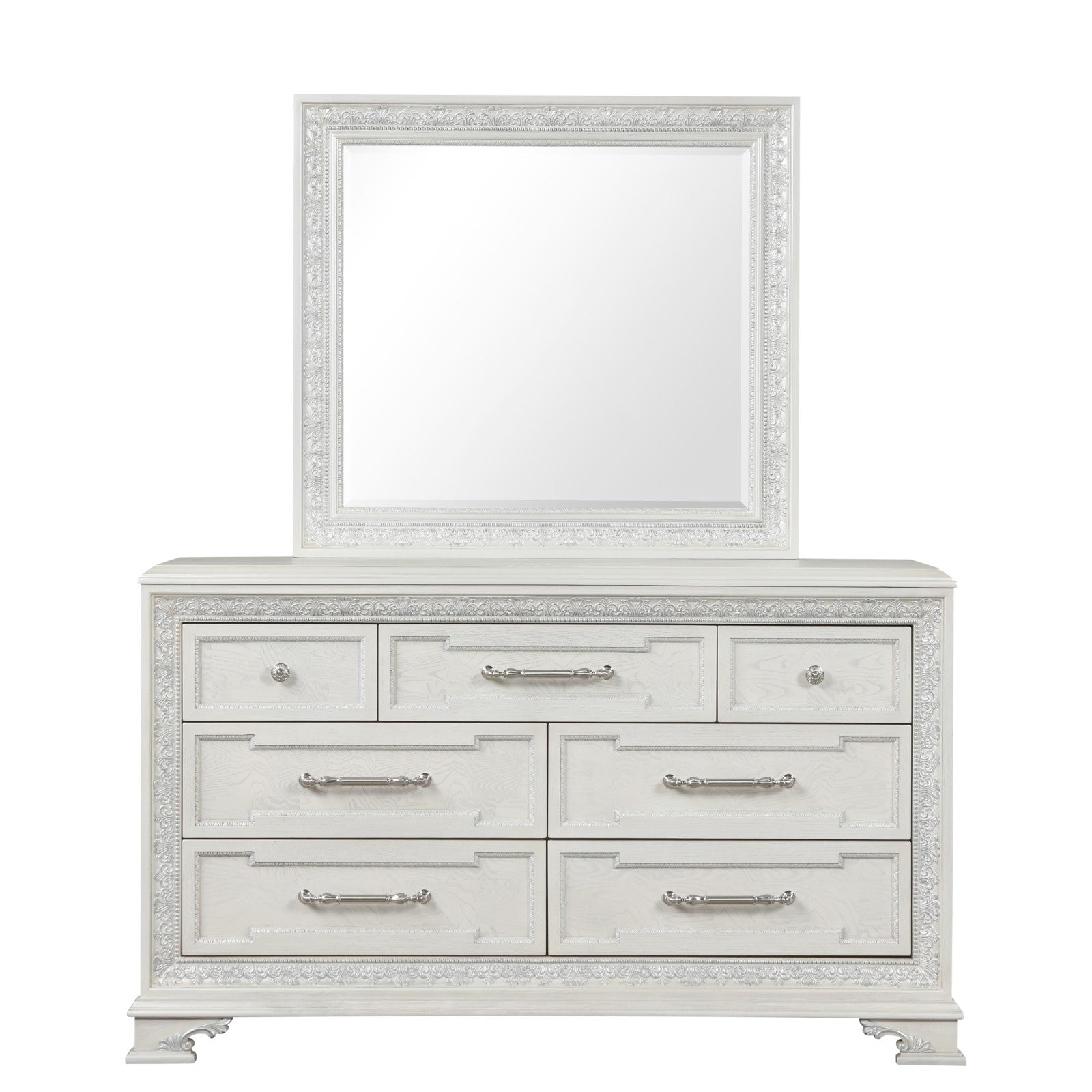 Stella Mia Creamy White Queen Full 5 Piece Bedroom Set w/2 Nightstands - Ornate Home