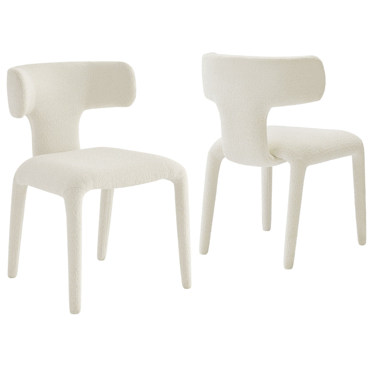 Stellan Cream Curved Back Boucle Upholstered Dining Chair (Set of 2) - Ornate Home