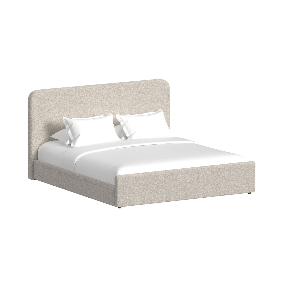 Stellar Beige Boucle King UPH Bed with 13 Slats - Ornate Home