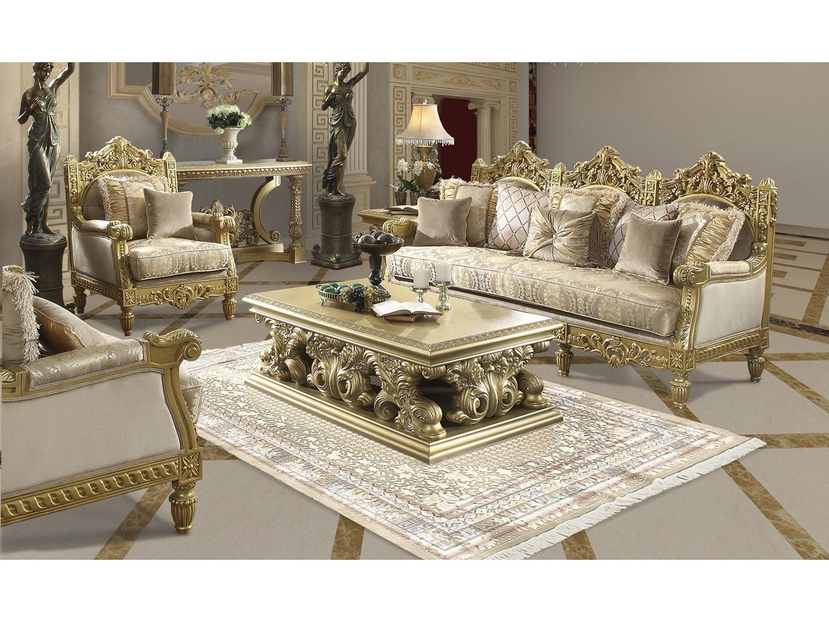 Stellar Metallic Gold 3pc Living Room Set / HD-2659 - Ornate Home