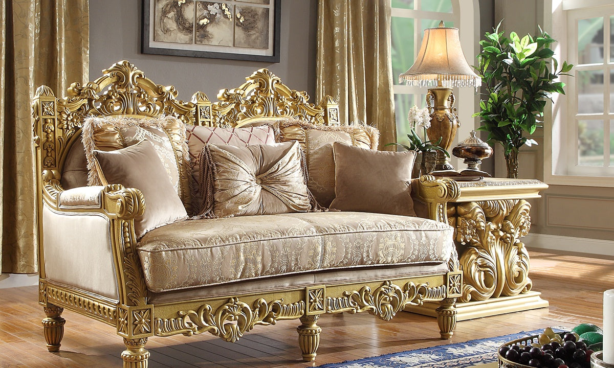 Stellar Metallic Gold 3pc Living Room Set / HD-2659 - Ornate Home