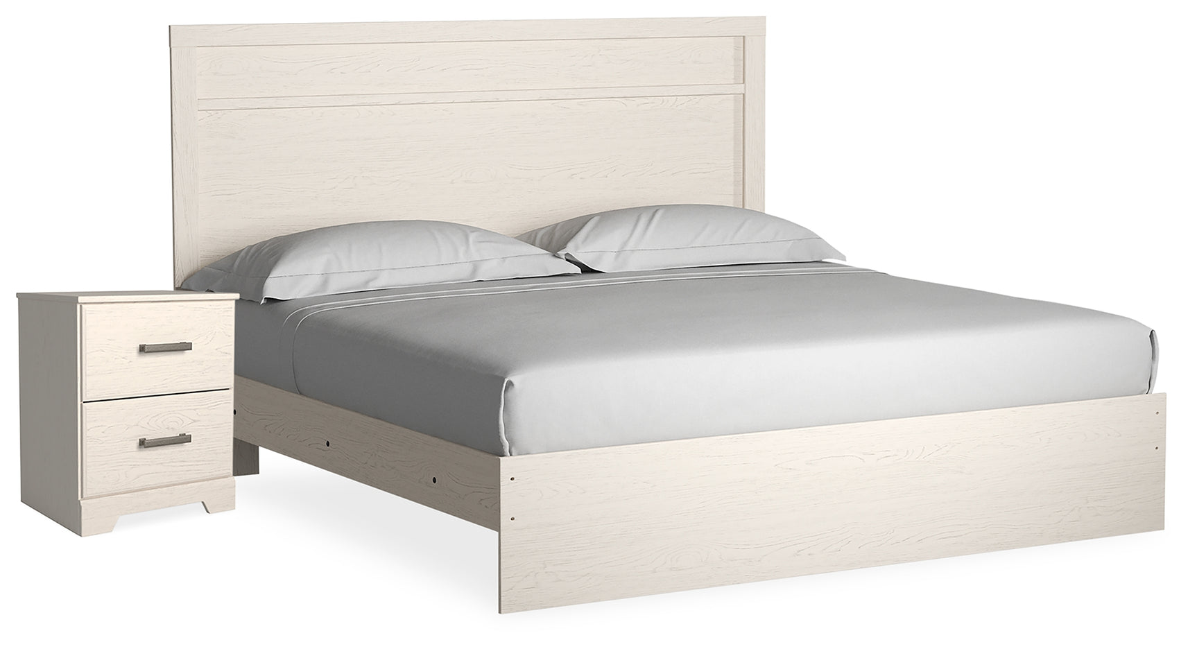 Stelsie White Stelsie King Panel Bed and Nightstand (Online Special Price) - Ornate Home