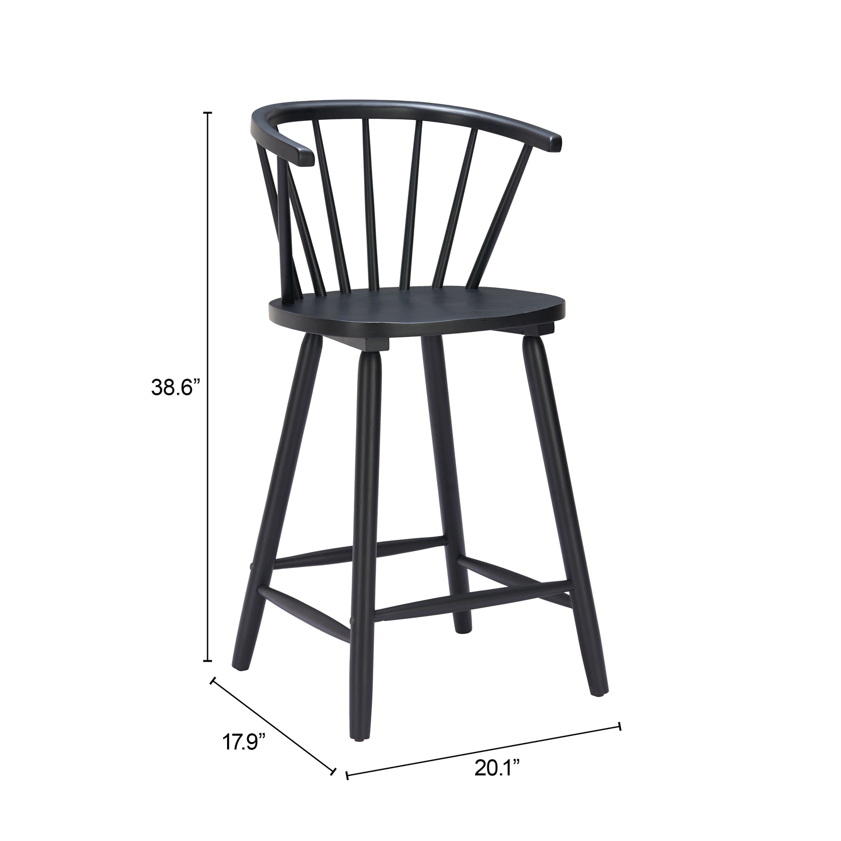 Stenger Black Counter Stool (Set of 2) - Ornate Home